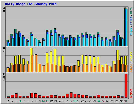 Daily usage for January 2015