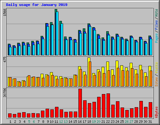 Daily usage for January 2019