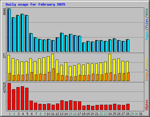 Daily usage for February 2025