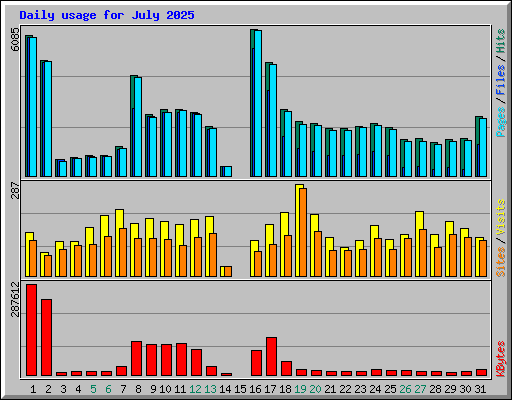 Daily usage for July 2025