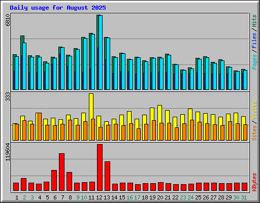 Daily usage for August 2025