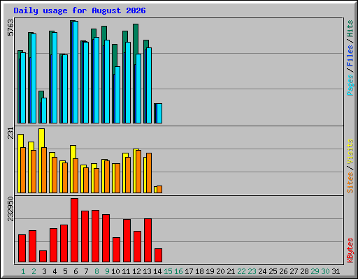 Daily usage for August 2026